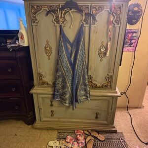 Classiques Entier Blue and Gold Backless Dress